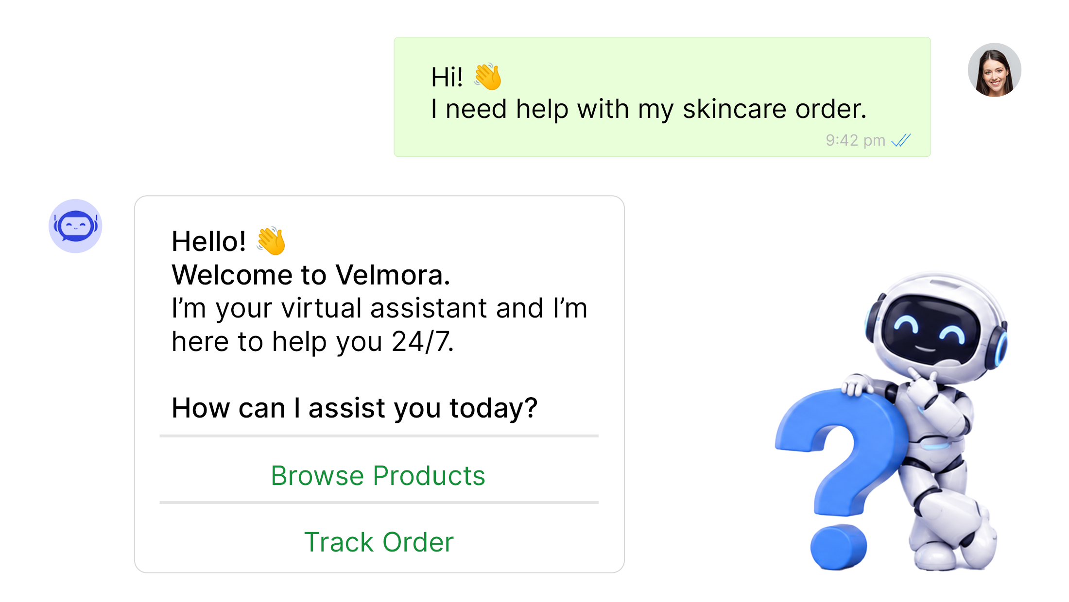 WhatsApp AI chatbot answering customer FAQs instantly