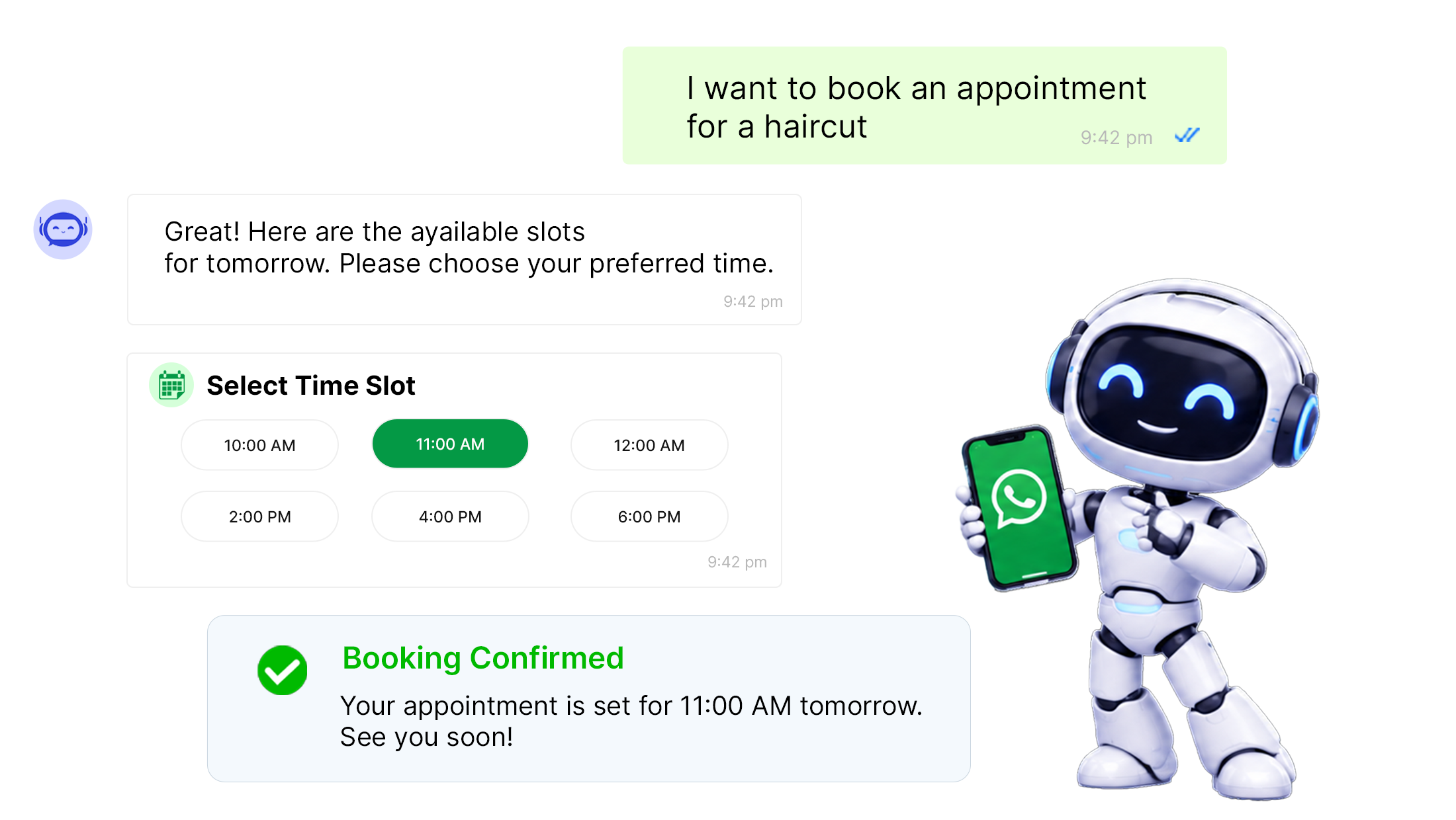 Booking appointments inside WhatsApp