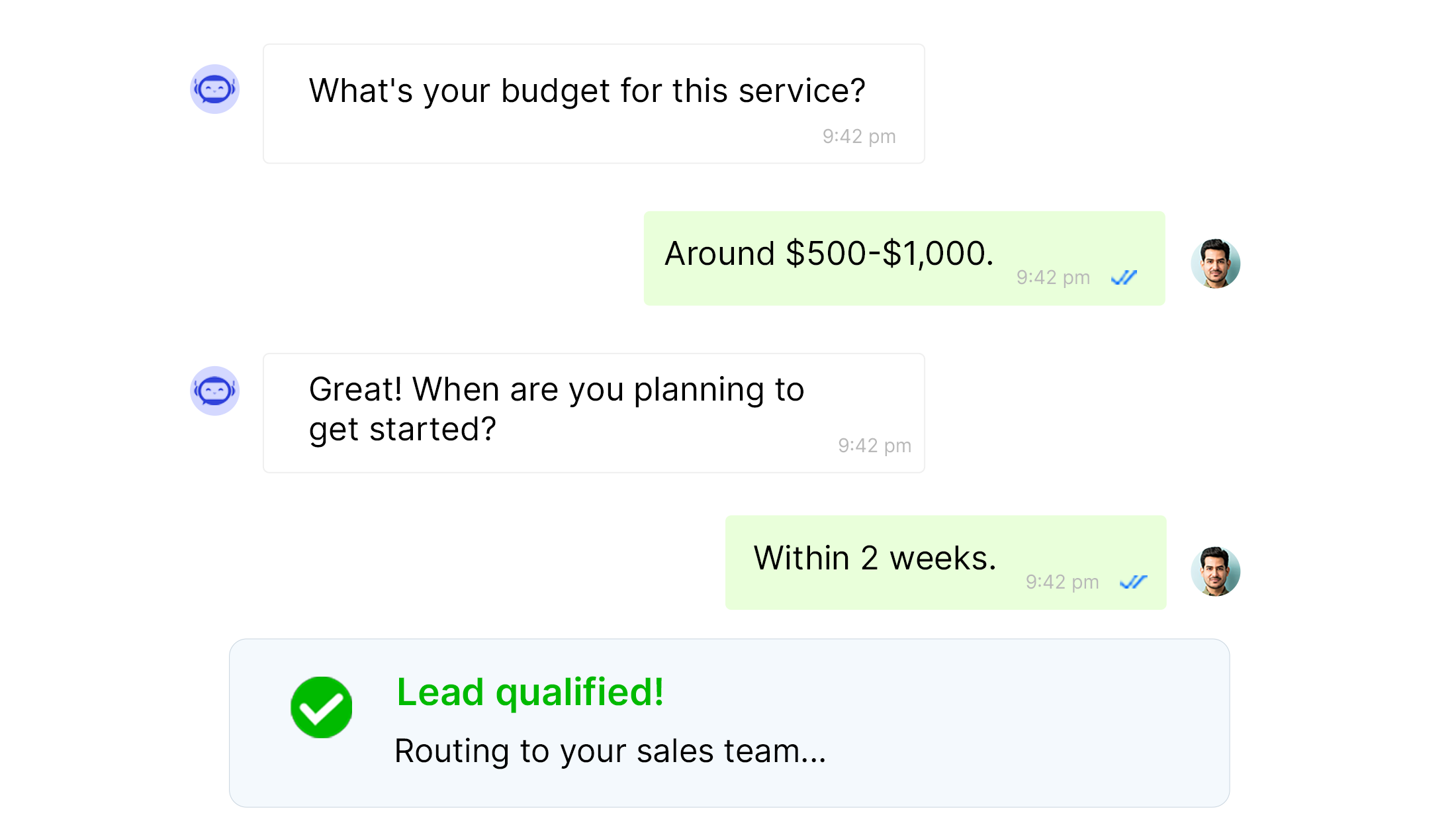 Chatbot qualifying leads on WhatsApp