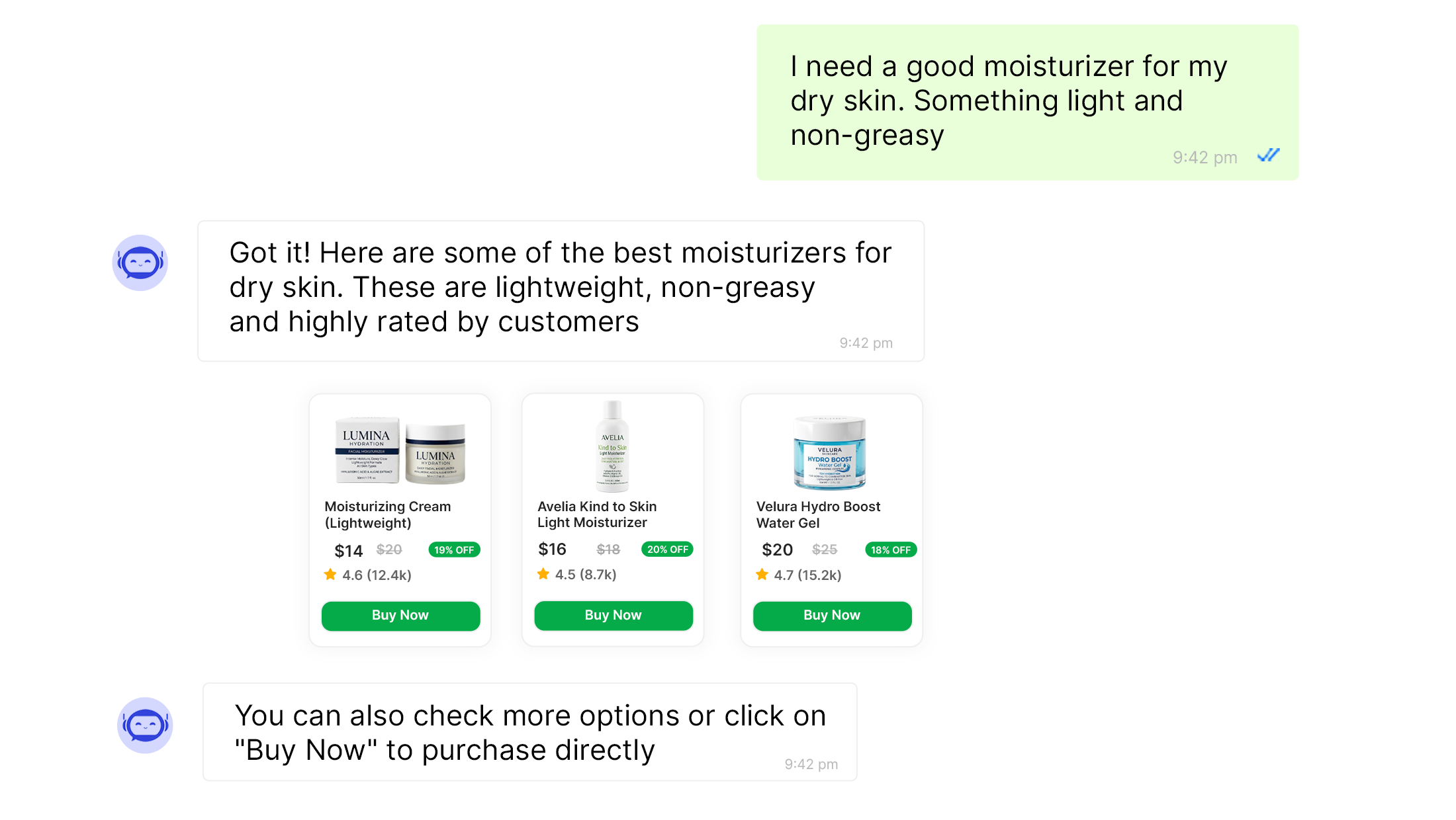 Chatbot recommending the right product
